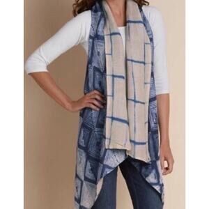 Soft Surroundings Size S/M Indigo Dyed Desert Gauze‎ Linen Vest Bohemian Cowgirl